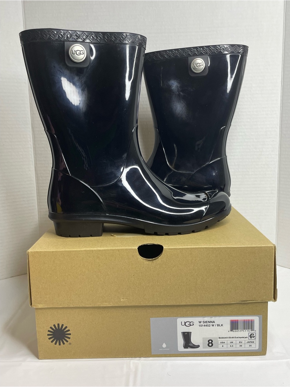 UGG Sienna Black Mid-Calf Waterproof Rain Boots